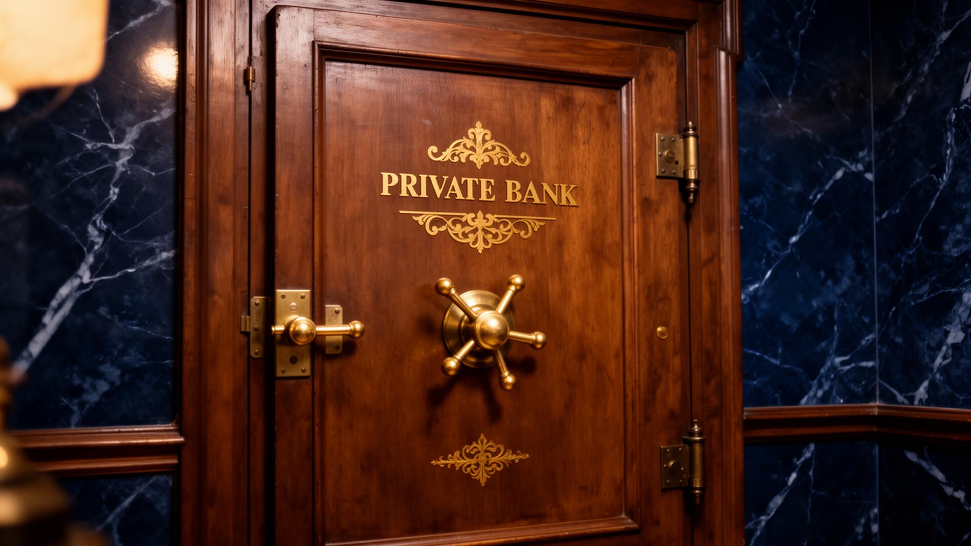 An ornate private bank vault door, symbolising secure legacy custody